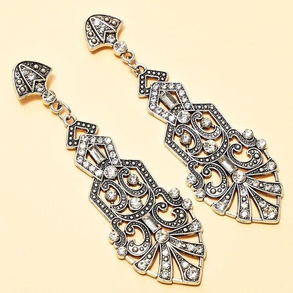 Women 1920s Flapper Set with Headband Beaded Necklaces Earrings Gloves for Vinta - Picture 5 of 7